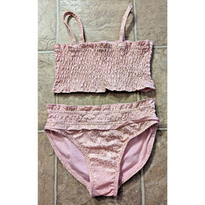 Vince Camuto girls sz 12 Two Piece Swimsuit Bikini pink gold animal print 2491